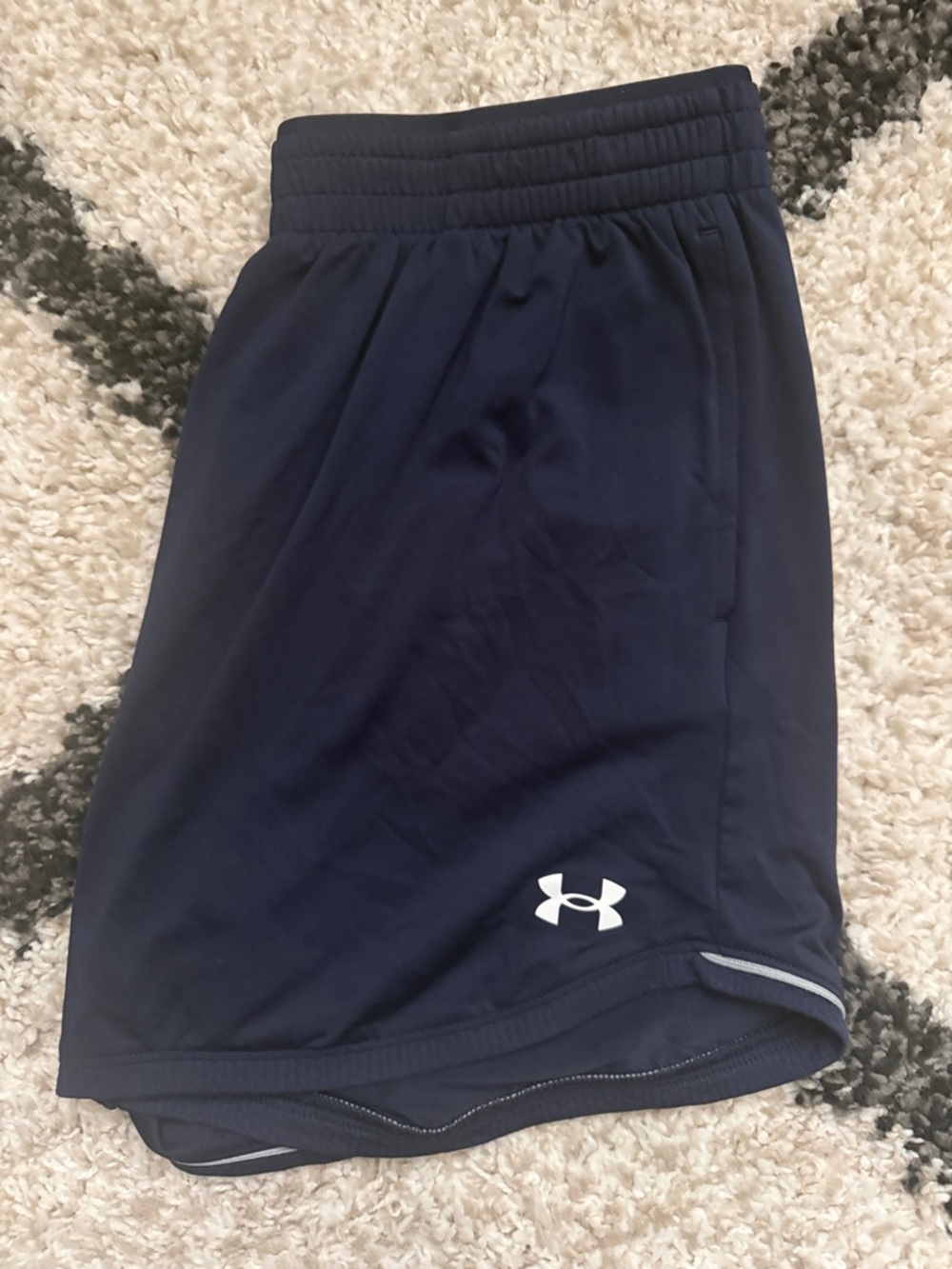 Under Armour women’s  Navy Athletics Training Shorts with White Logo